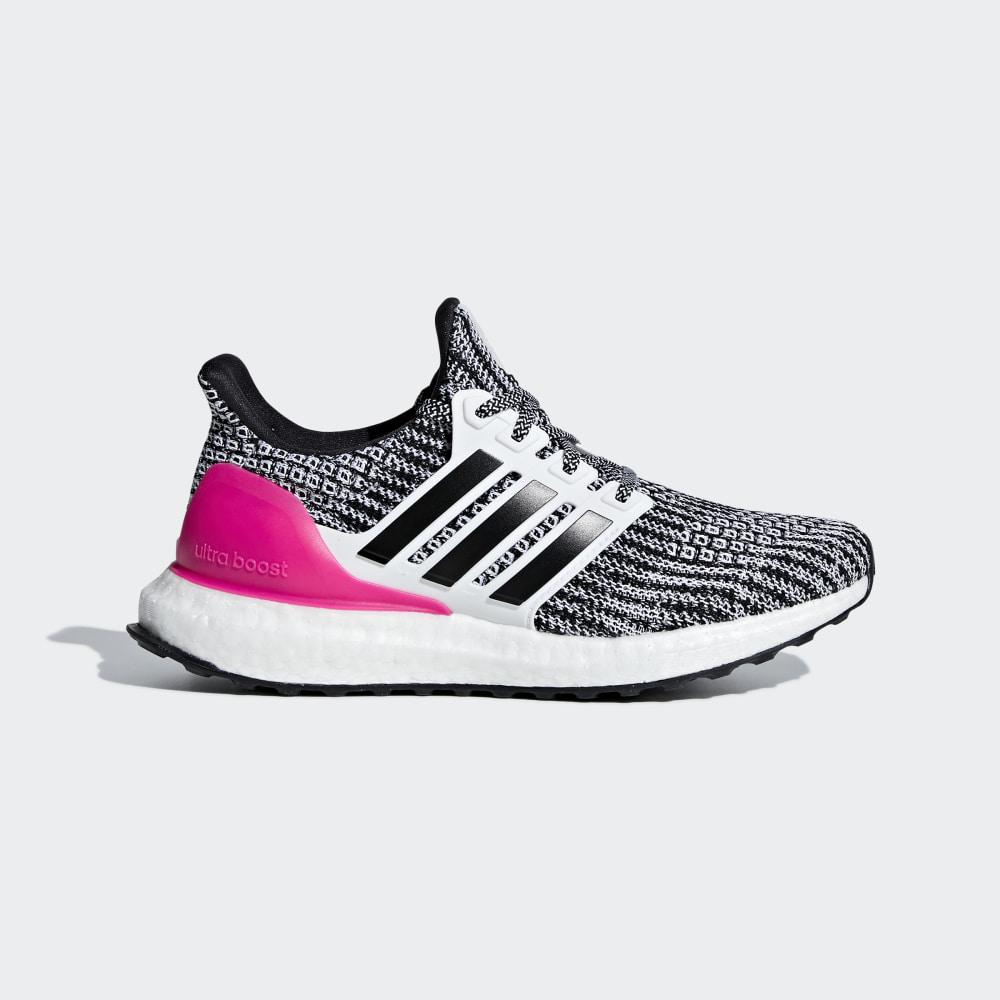 Adidas Boys' Ultraboost Running Shoes White/Black/Pink Ireland B43508